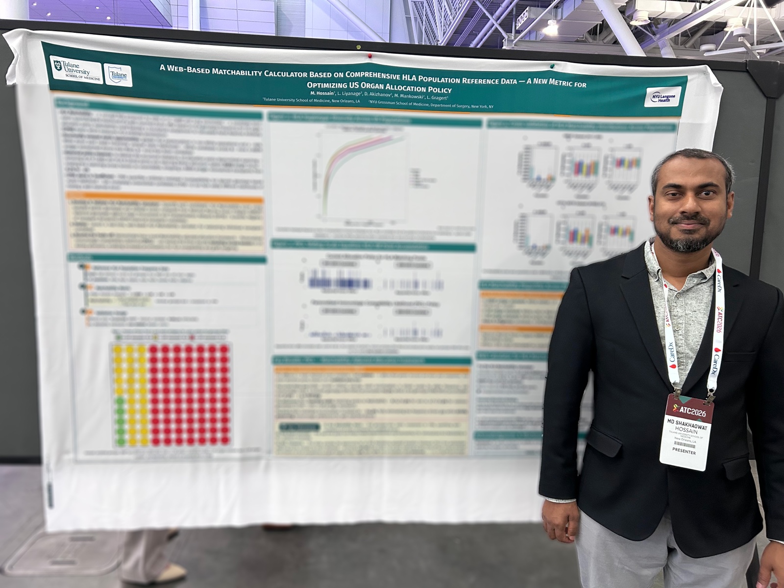 MD Shakhaowat Hossain presenting his poster at the American Transplant Congress (ATC) 2026, Boston, MA.